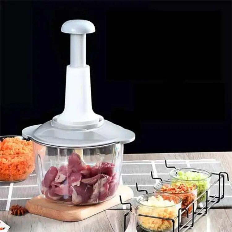 1.5l Multi-function Manual Vegetable Grinder Press Type Household Garlic Meat Cutter Grinder (random Color)