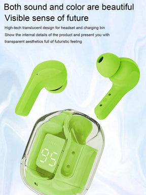 Air31 Earbuds Wireless Crystal Transparent Bluetooth 5.3 Air 31 Ear Buds Wireless Headset (with Pouch)