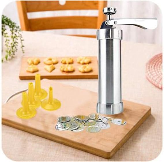 Cookie Press Maker Kit- Type Molds For Diy Biscuit Maker And Decoration With 20 Stainless Steel Cookie Discs And 4 Nozzles